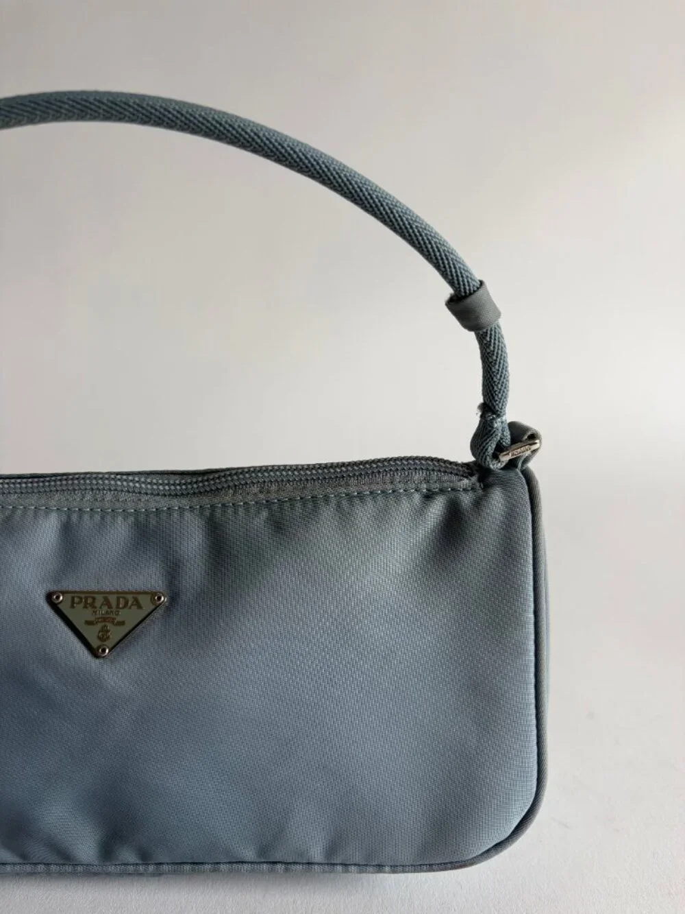 PRADA BABY BLUE NYLON POCHETTE - Picture 5 of 11